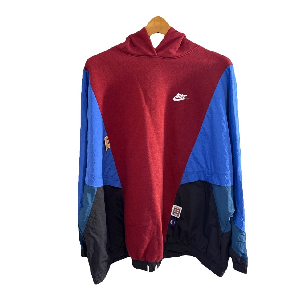 Vintage NIKE Sportswear 80's Fleece Hoodie Windbreaker COLORBLOCK Men's XXL